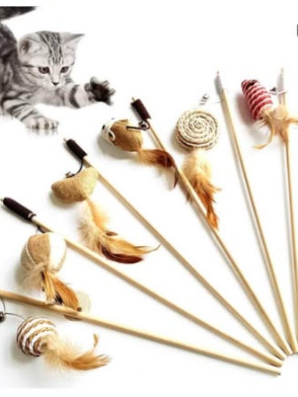 6pcs/lot 40cm Pet Cat Teaser Toys
